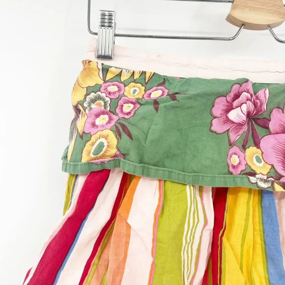 Funktion Womens VTG Boho Cottagecore Farmhouse Tiered Lace Floral Apron Skirt OS